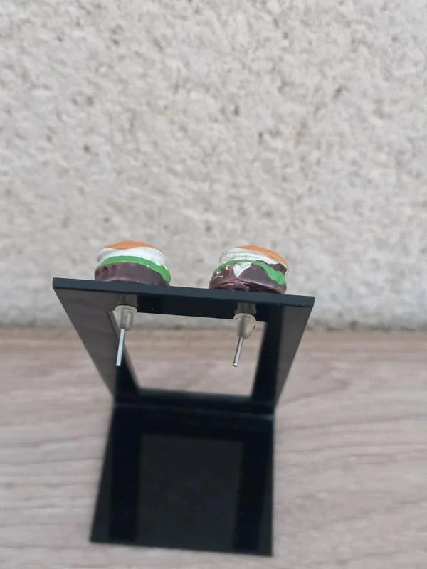 Paire De Boucles D'Oreilles Clou "Hamburger" – photo 2